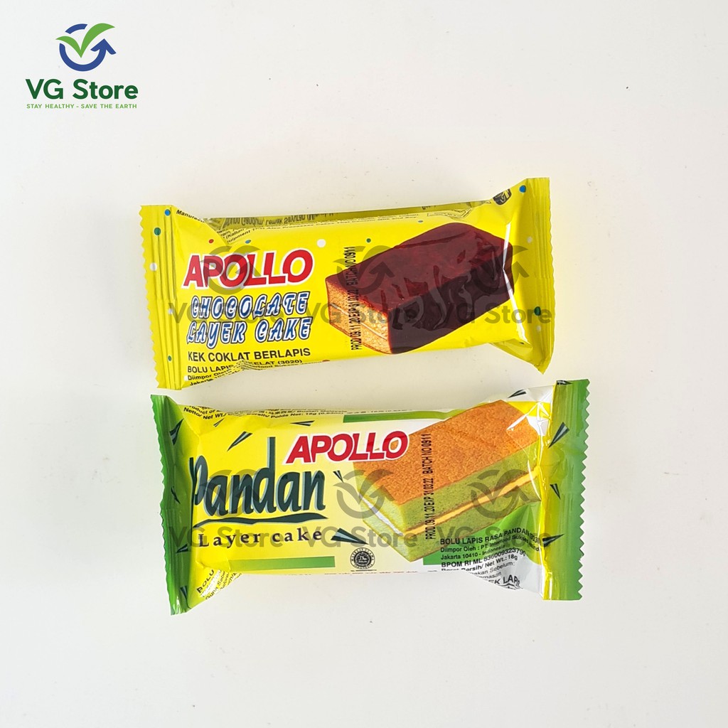 Apollo Layer Cake Bolu Chocolate / Pandan  Kek Coklat / Pandan Berlapis Vegetarian