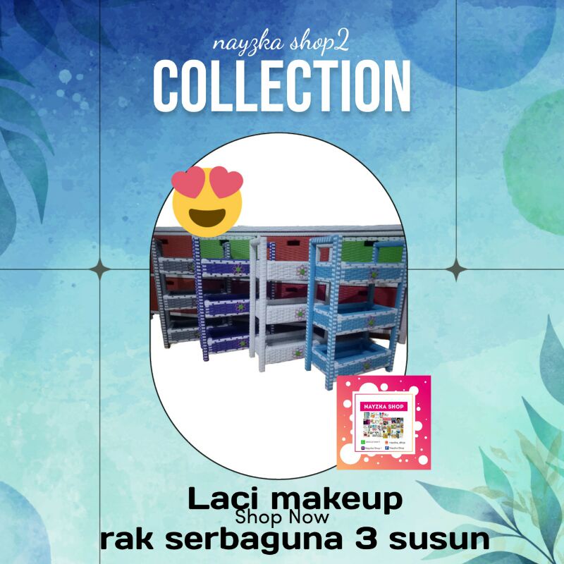 laci makeup/laci susun 3/rak serbaguna rotan/kranjang multifungsi sintetis