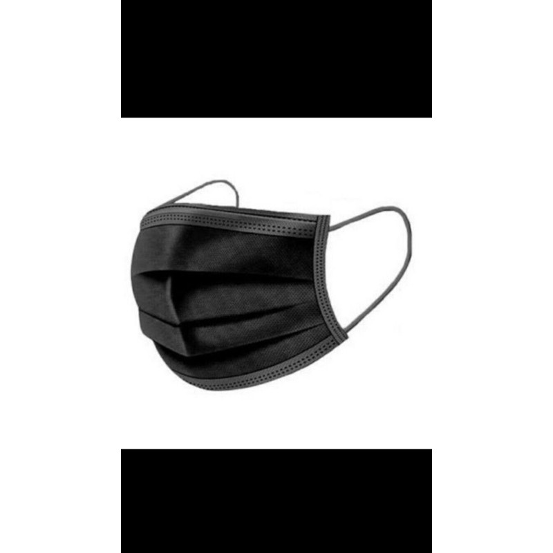 Masker earloop hitam 3 ply / masker hitam / earloop murah / masker hitam termutah