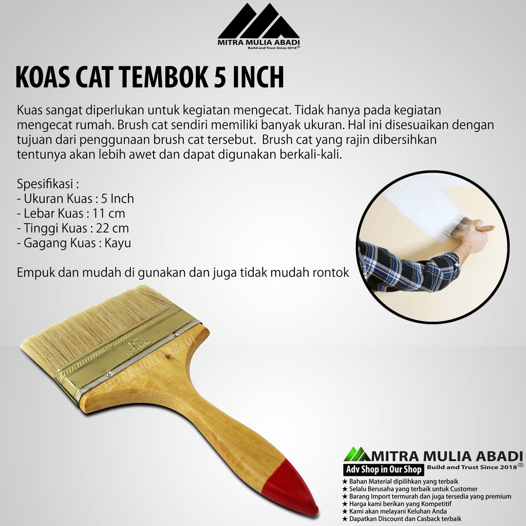 Kuas/ Koas Cat Tembok Ukuran 5&quot; inch