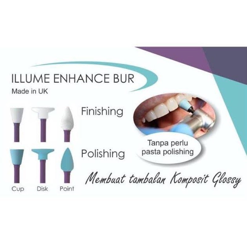 Dental Enhance illume white blue putih biru bur polishing finishing composite komposit poles gigi mengkilap lowspeed low speed