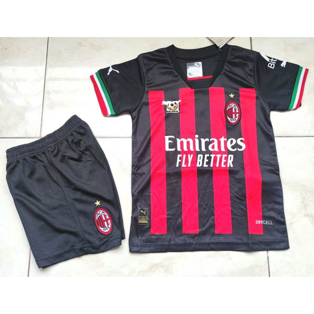 Jersey Baju Bola Anak Milan Home Kids 2022 2023 Fullset Satu Set Grade Ori