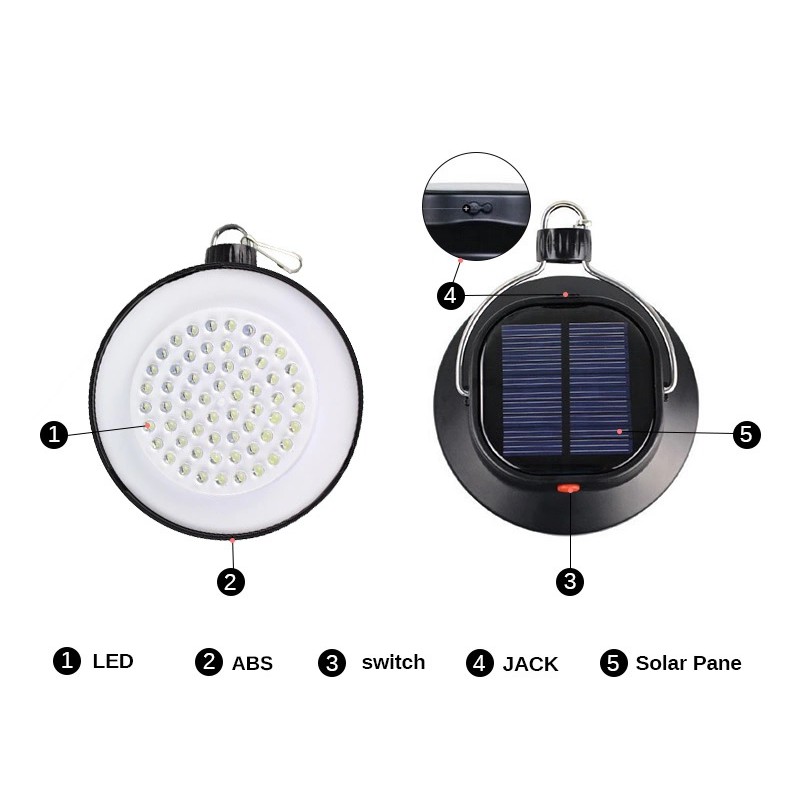 SL-360 - Portable Outdoor Lantern 60 LED Solar Lamp Light - 360 Lumens Brightness