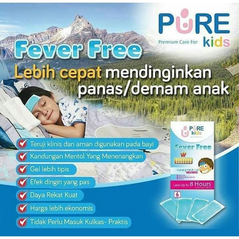 Pure Kids Fever Free Pure BB Baby Plester Penurun Panas Demam Isi 4 Pcs