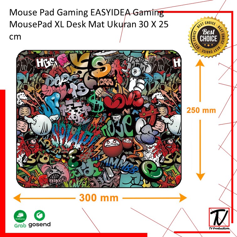 Mouse  Pad Gaming EASYIDEA Gaming MousePad  XL Desk Mat Ukuran 30X25  Motif Keren-mistytools