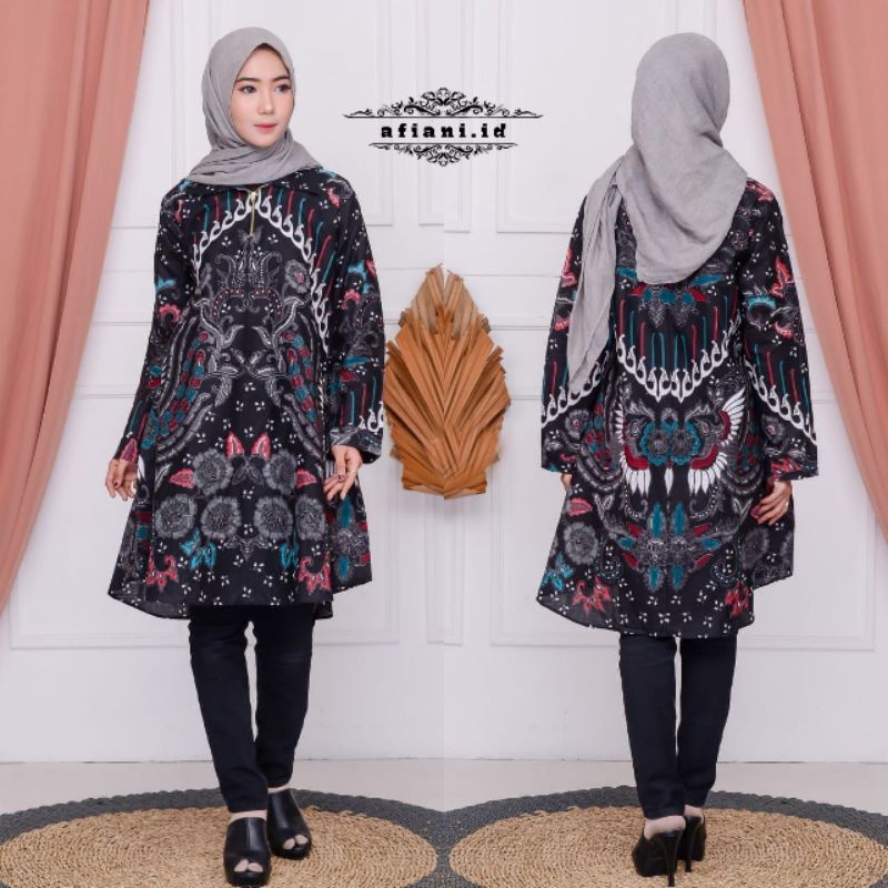 (BAYAR DITEMPAT)TUNIK BATIK  SHIBORI JUMPUTAN TERBARIU size S_3L  /HRB026 YELBOR KUPU ABU MERAK ABU