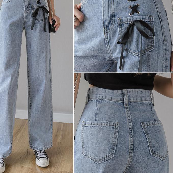 ❉ yeonin.id - Celana Jeans Panjang Baggy Korean Jeans Wanita Kekinian x18 ←