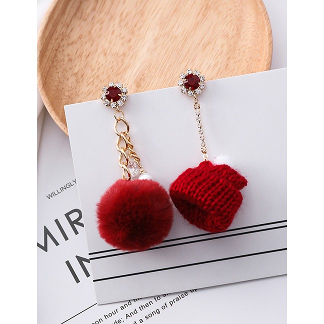 LRC Anting Tusuk Fashion Fuzzy Ball Decorated F0502X