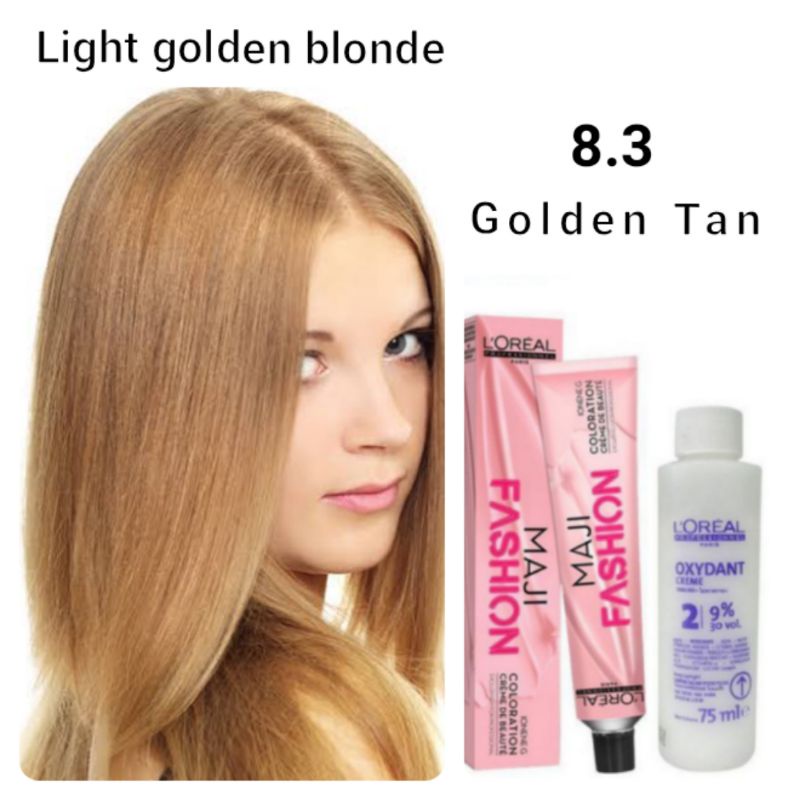 Cat rambut majifashion 8.3 LIGHT GOLDEN BLONDE / GOLDEN TAN Hair color cat pewarna maji fashion
