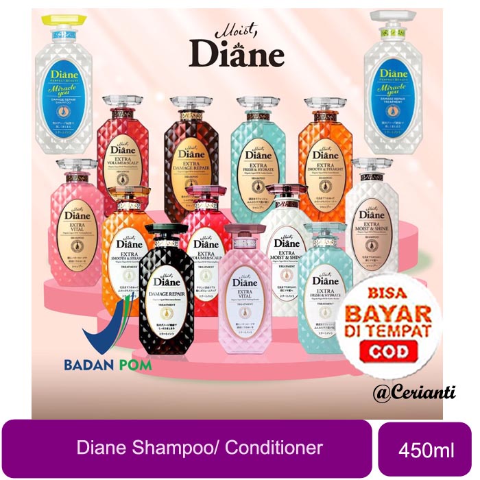 Jual [450ML PUMP] [BPOM] MOIST DIANE Shampoo & Conditioner Treatment Extra Damage Repair