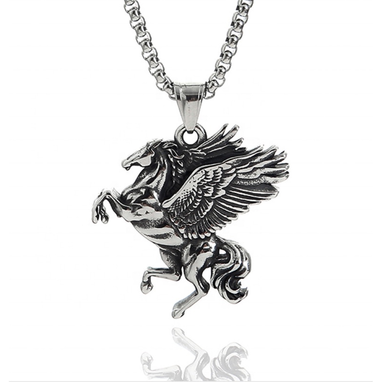 Kalung Liontin Pegasus Hipster Gaya Retro Eropa Amerika Untuk Pria Dan Wanita