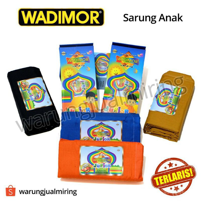 Sarung Anak WADIMOR Junior SD SMP Polos Hitam Putih Warna Kecil Kids Laki Cowok