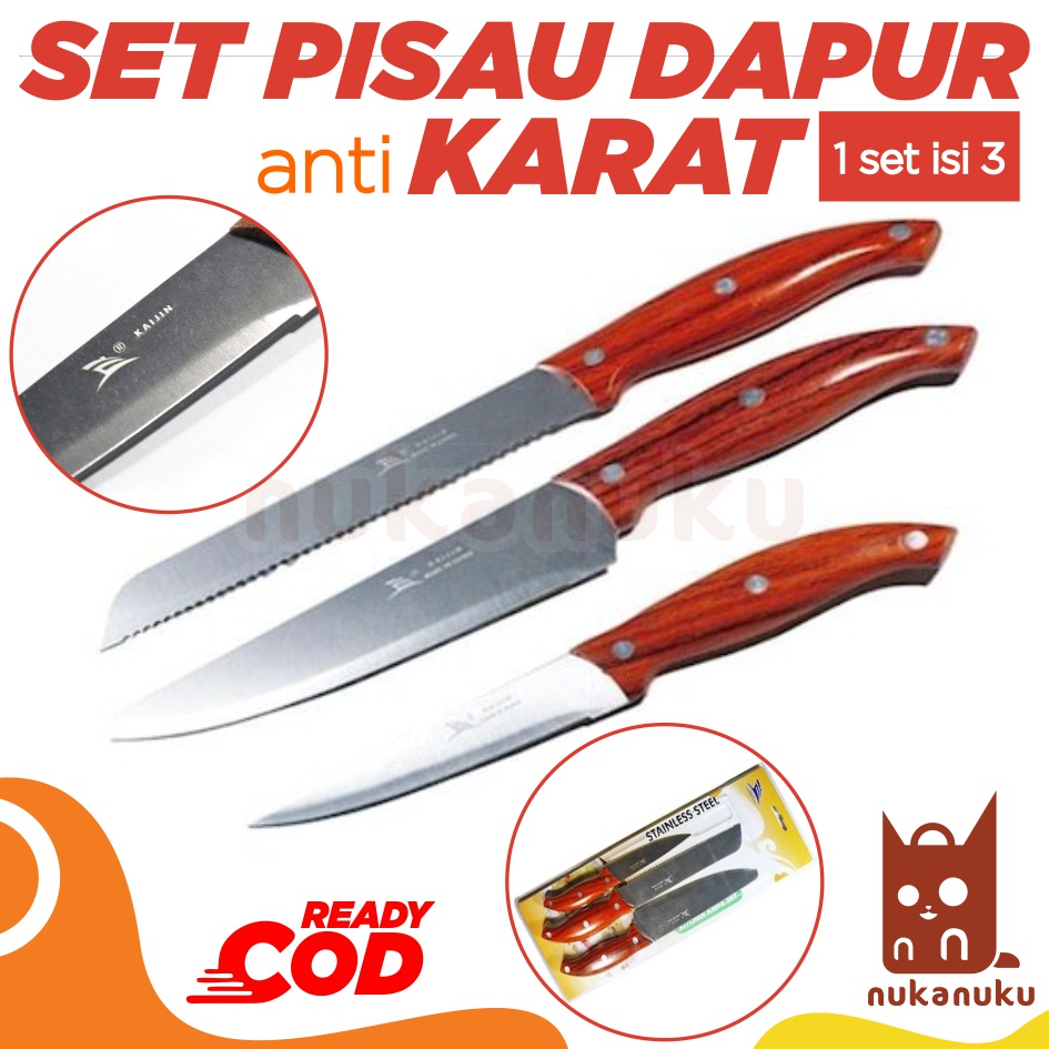 Set Pisau Dapur Isi 3 / Pisau Stainless / Pisau Set / Pisau Dapur / Pisau Set Murah / Satu Set Pisau