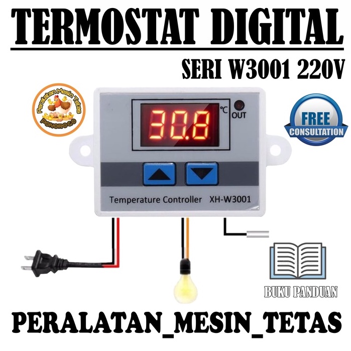 Paket Lengkap Mesin Tetas Termostat W3001 Termo-Hygrometer Kabel Termometer Gea Peralatan Mesin Tetas Full Otomatis