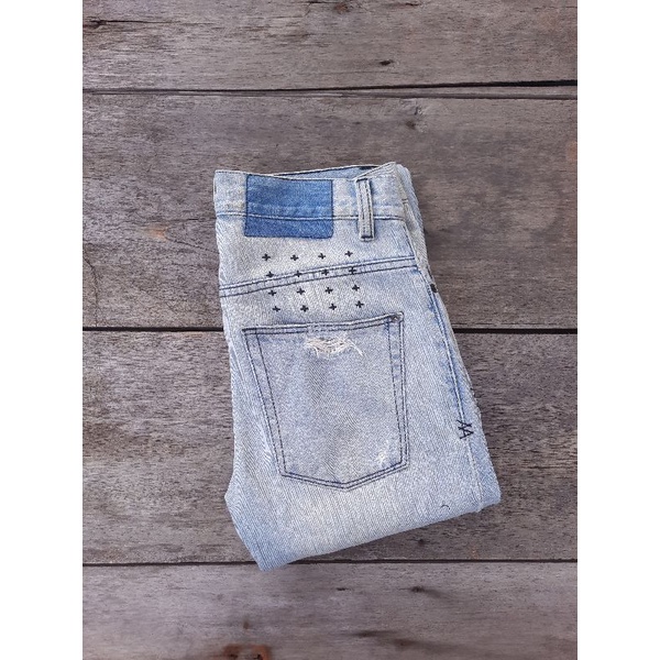 ksubi jeans ripped distressed 13oz slim fit blue wash second preloved