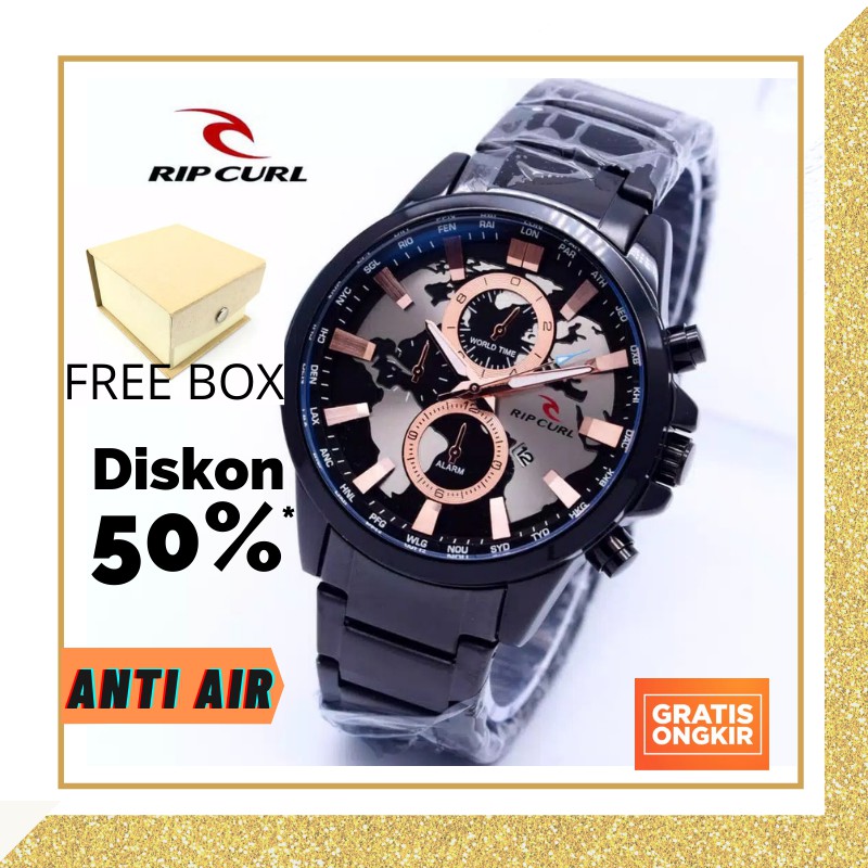 Jam Tangan Pria Cowok Ripcurl Rantai Original Import Sport Murah Anti Air Auotomatic Terbaru Choron