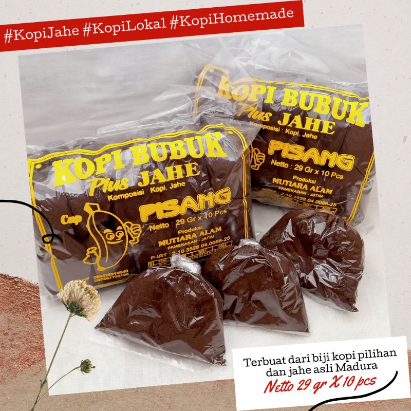 

KOPI BUBUK PLUS JAHE CAP PISANG 30 Gram X 10 Pcs | 100% Original dan Home Made