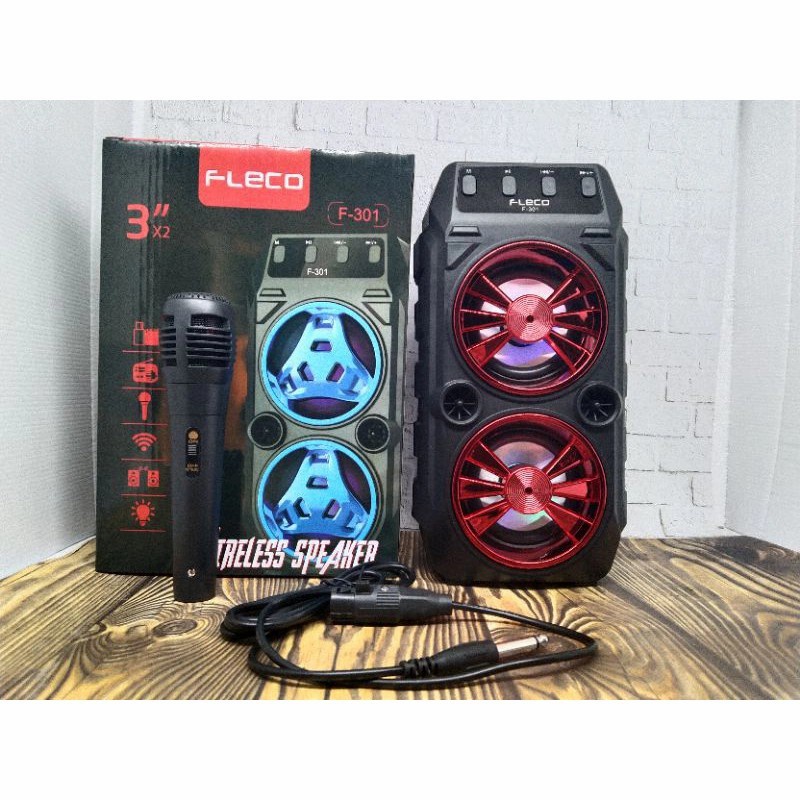 Speaker Bluetooth FLECO F-301 Bonus Mic Karaoke Suara Jernih FM Radio