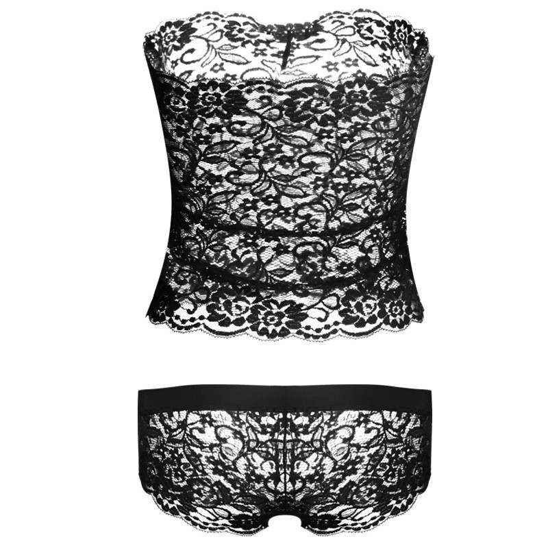 Bra set Celana dalam lace camisole Sexy Transparan lingerie g string a306