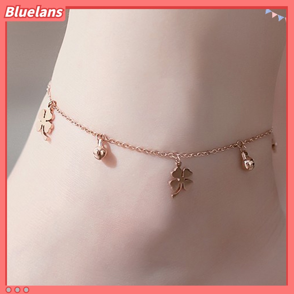 Bluelans Lucky Clover Bells Charm Anklet Foot Chain Women Summer Sandal Ankle Bracelet