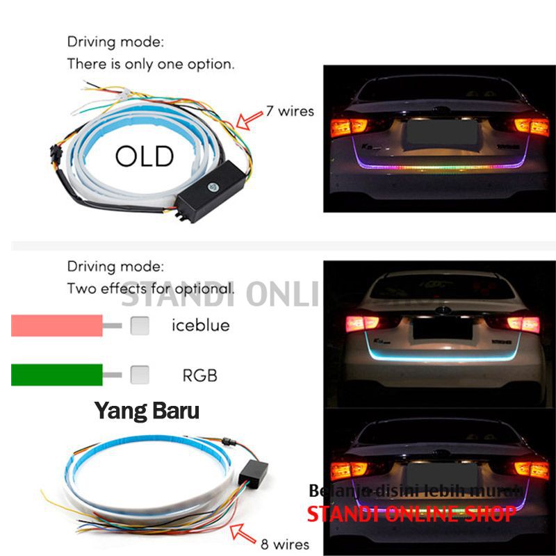 Lampu Led Bagasi Mobil Elegan RGB Trunk Led Light Strip 121cm