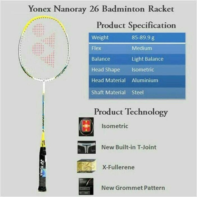 ORIGINAL Yonex Nanoray D26 Raket Badminton