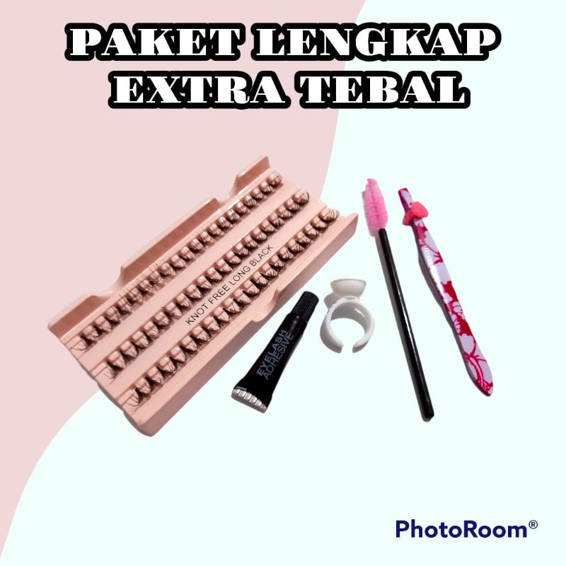 Paket Exstra Lentik dan Tebal Bulu mata tanam Knot Free Eyelash exstension