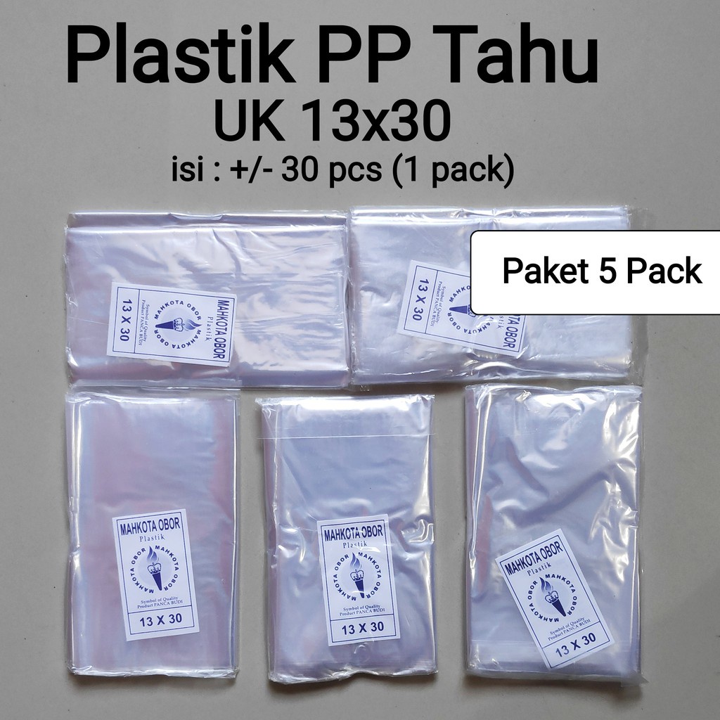 Plastik Tahu PP Tahu uk.13x30 / 15x35 / 17x35 Plastik Bening Tipis
