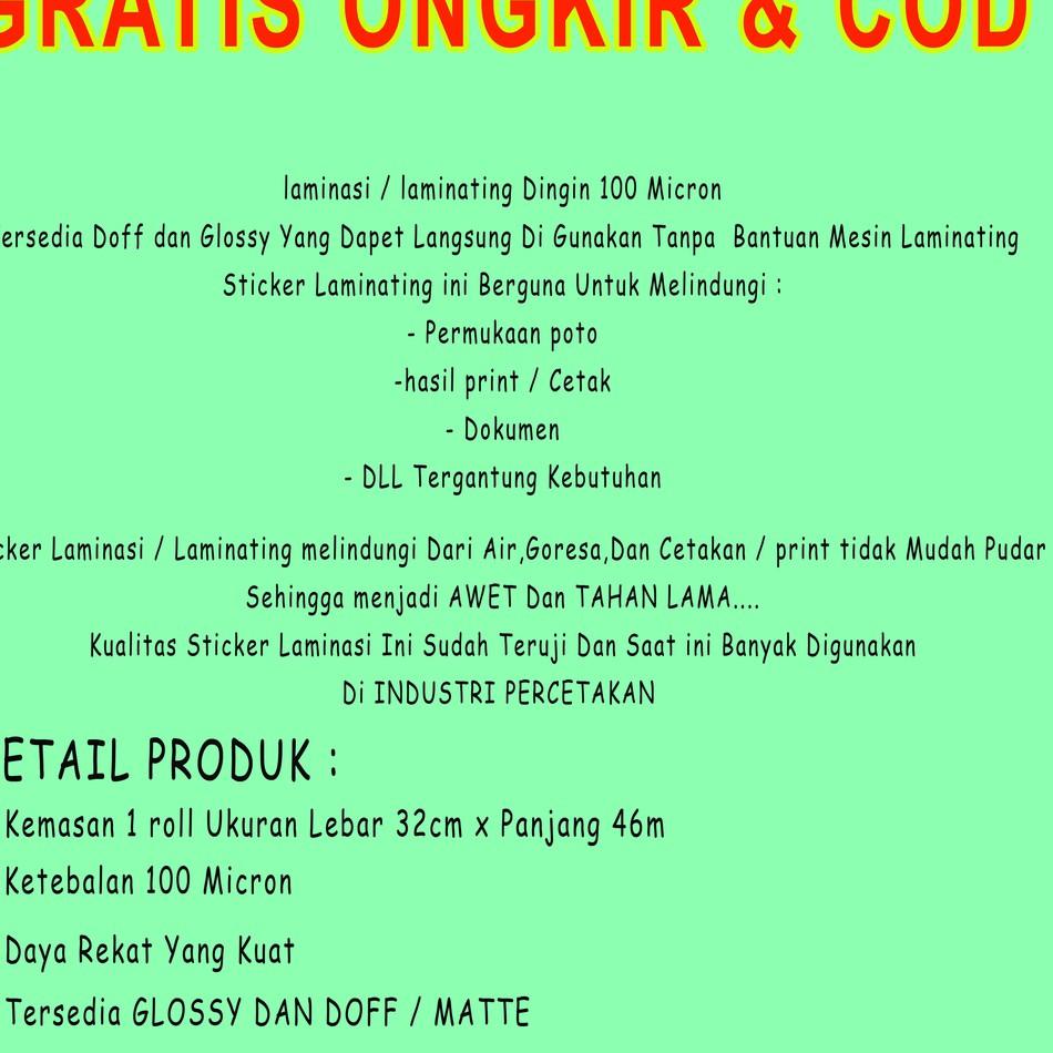 

Grosir Baru Plastik Pelastik Laminasi Dingin Laminating Dingin Roll Glossy Glosy Glosi Doff Dof Matte uk A3 dan A4 Roll Rol