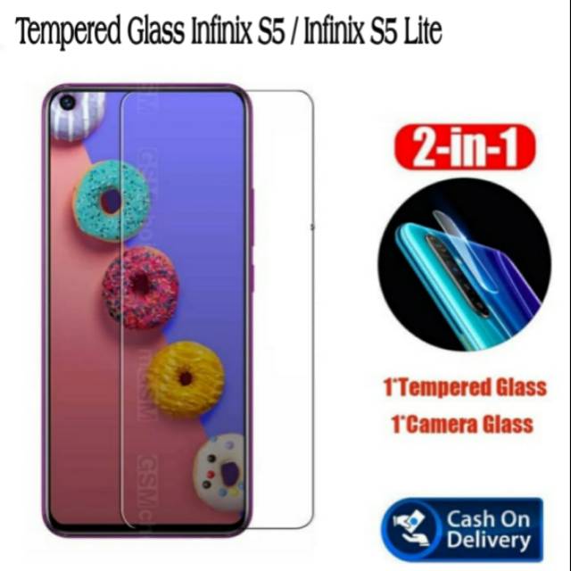 Tempered Glass Infinix S5 / Infinix S5 Lite Paket Glass Flexible Kamera Belakang