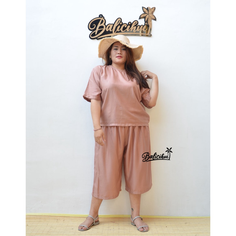 Balicihui Setelan Kasual Jumbo Setelan Plus Size Setelan Bigsize Big Size Setelan 3/4 Setelan Wanita