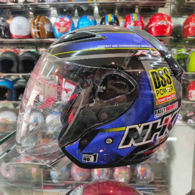 NHK R6 Rally Black Blue Helm SNI Halfface