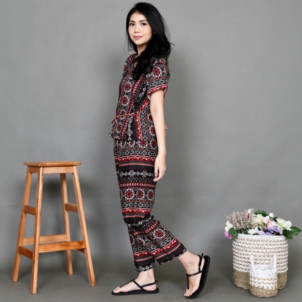 Daster Babydoll Panjang Bali-SET-ETNIK meraH