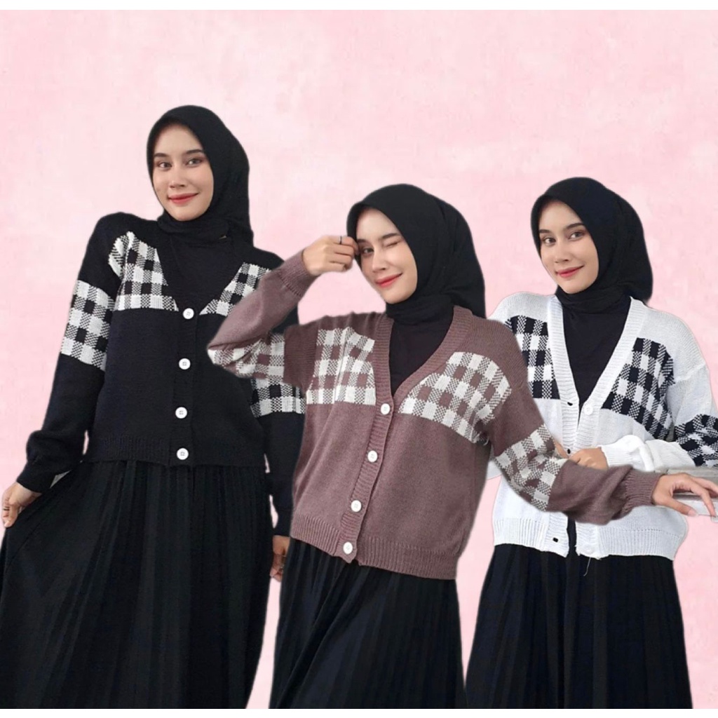 Alca tartan cardigan motif kotak kotak atasan wanita lucu model kekinian