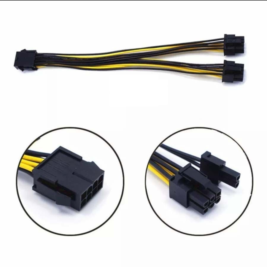 Kabel Power VGA 6 dan 8 pin Female to 2 x 8 Pin Male PCIE Riser