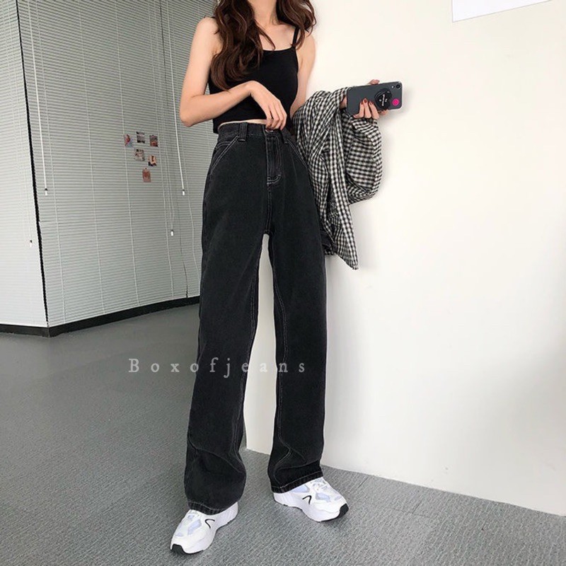 Boxofjeans - AE-RI 애리 Loose Jeans - BLACK LIST WHITE