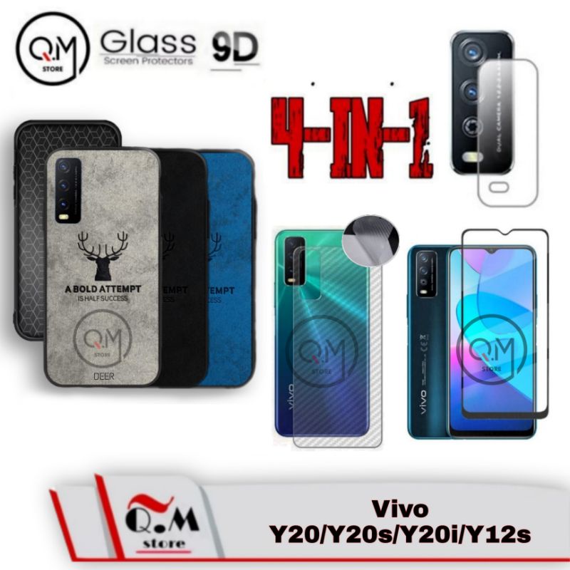 PROMO 4-IN-1 Case Deer ViVo Y20 Vivo Y20s Vivo Y20i Vivo Y12s Softcase Deer TPU High Quality