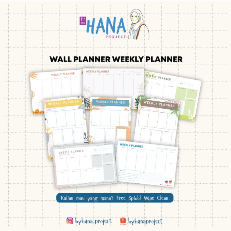 

Wall Planner | Wipe Clean Planner | Weekly Planner Free Spidol dan Stiker by @byhanaproject