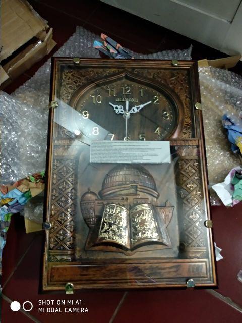 Cnc Shop Jam Dinding Muslim Kaligrafi Timbul Mewah Elegant