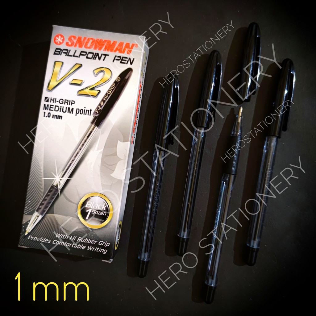 

Snowman pen ballpoint V2 1 mm tinta hitam . 12 unit