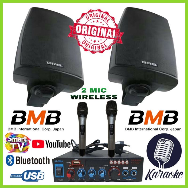 Paket Karaoke Speaker BMB KG-511 - Ampli Mixer - Mic Wireless Komplit Cocok Pakai di Cafe / Restoran