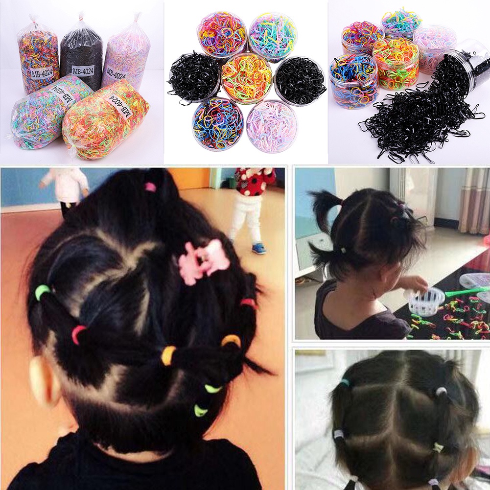 500pcs / Kotak Ikat Rambut Elastisitas Tinggi Bahan Karet Gaya Korea