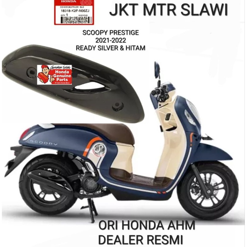 protektor knalpot, pilindung knalpot new scoopy prestige scoopy 2021-2022 silver & hitam ori honda a