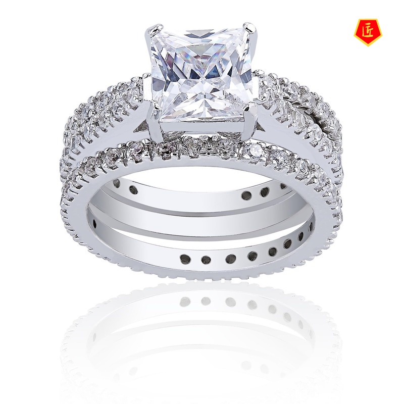 [Ready Stock]Full Diamond Three Ring Set Creative Fashion