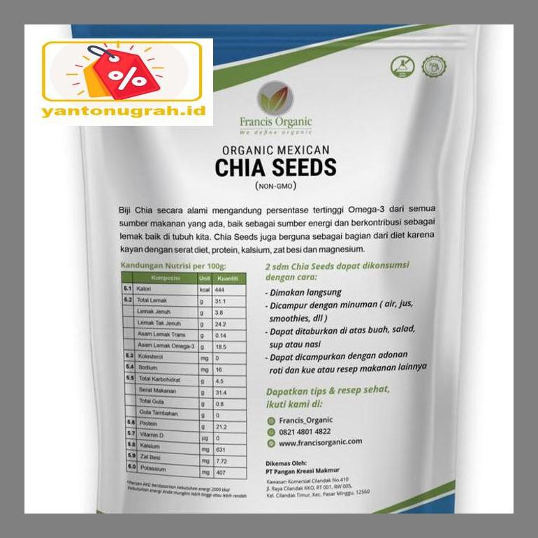 

S50Mkkar Organic Chia Seeds 500Grams (Francis Organic) Dr05Ytd