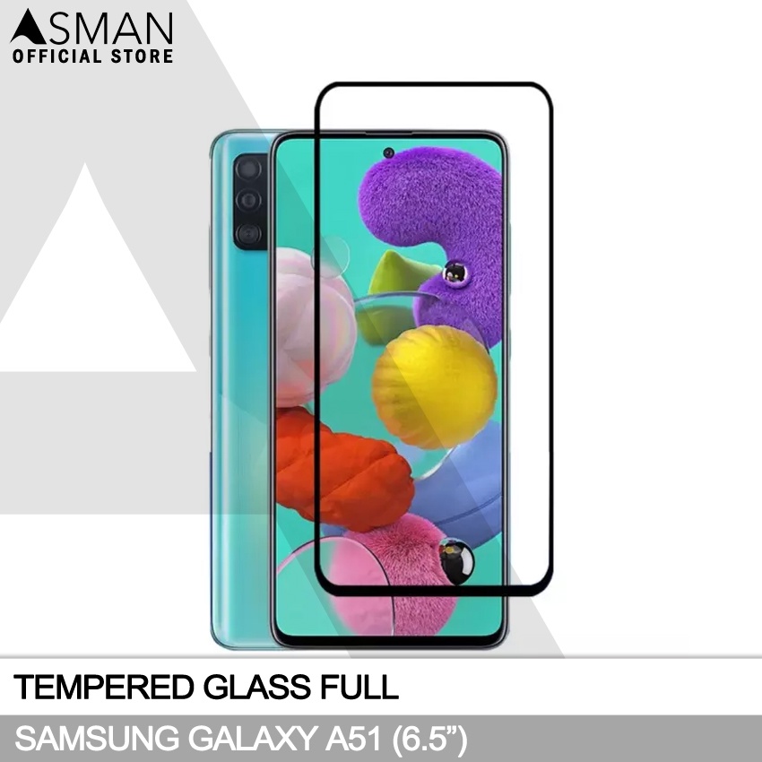 Tempered Glass Full Samsung Galaxy A51 (6.5&quot;) | Anti Gores Kaca - Hitam