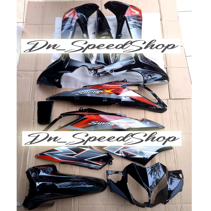 BODY FULL SUPRA X 125 TAHUN 2007-2013 WARNA HITAM DAN STRIPPING