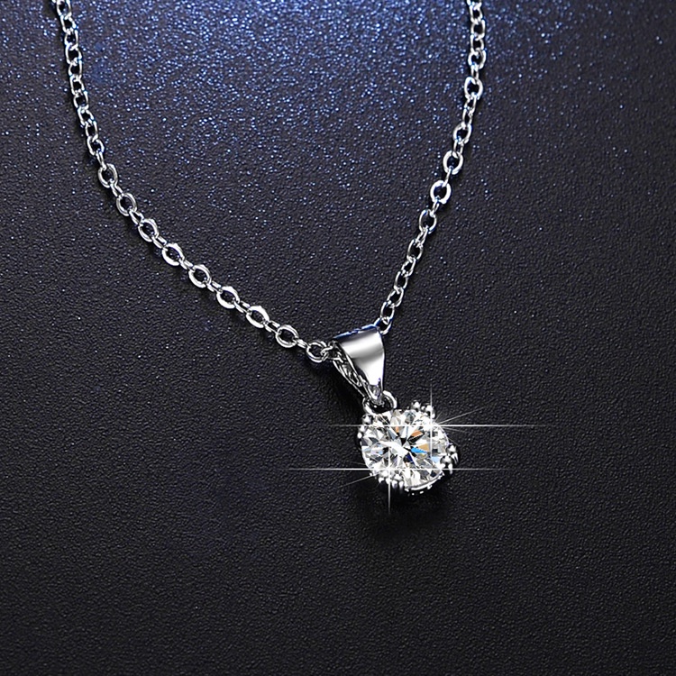 925 perak murni Liontin empat cabang Kalung kalung berlian untuk wanita Moissanite perhiasan fashion sederhana gaya Korea