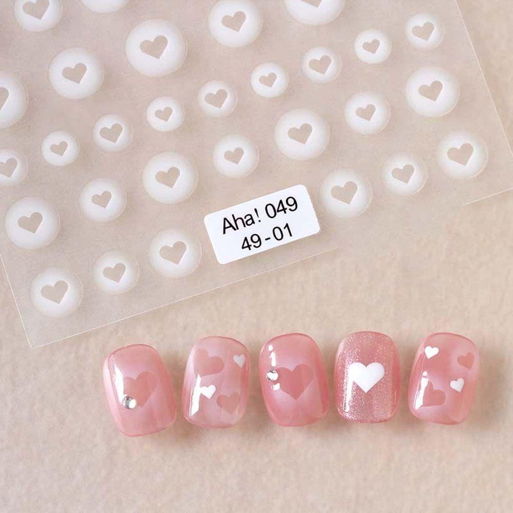 Agustinina Tembus Stiker Kuku Wanita Cinta Hati Perekat Diri Kupu-Kupu Bintang Nail Decals