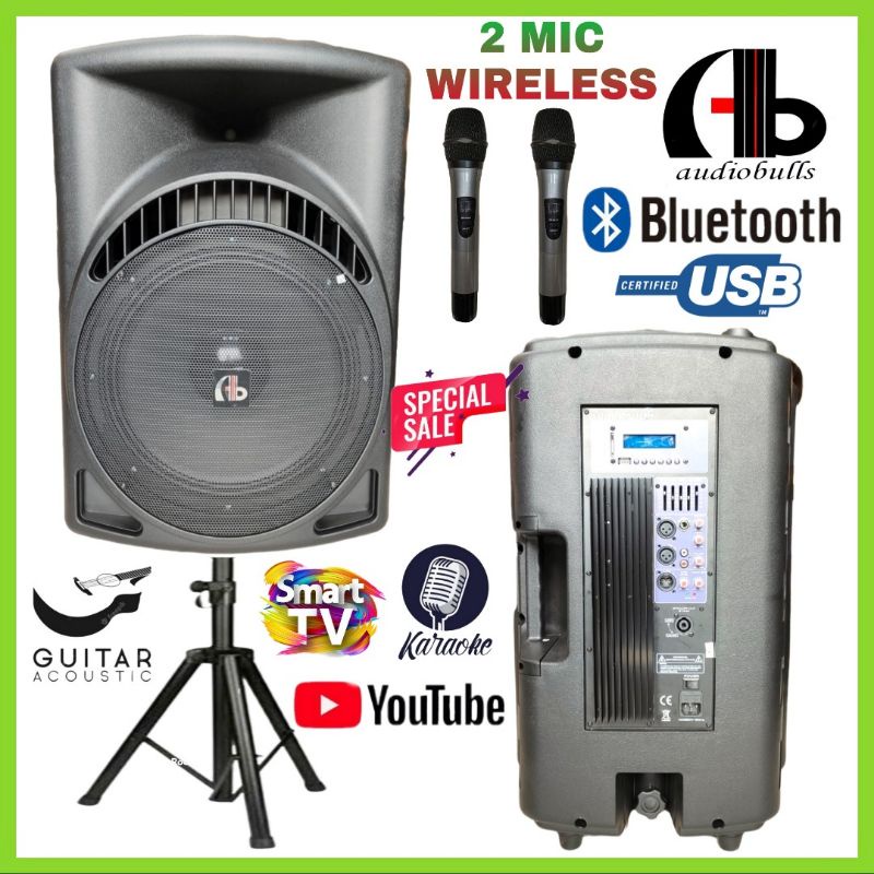 Speaker Aktif AB Audiobulls 15 Inch 2 Mic Wireless Live Acoustic